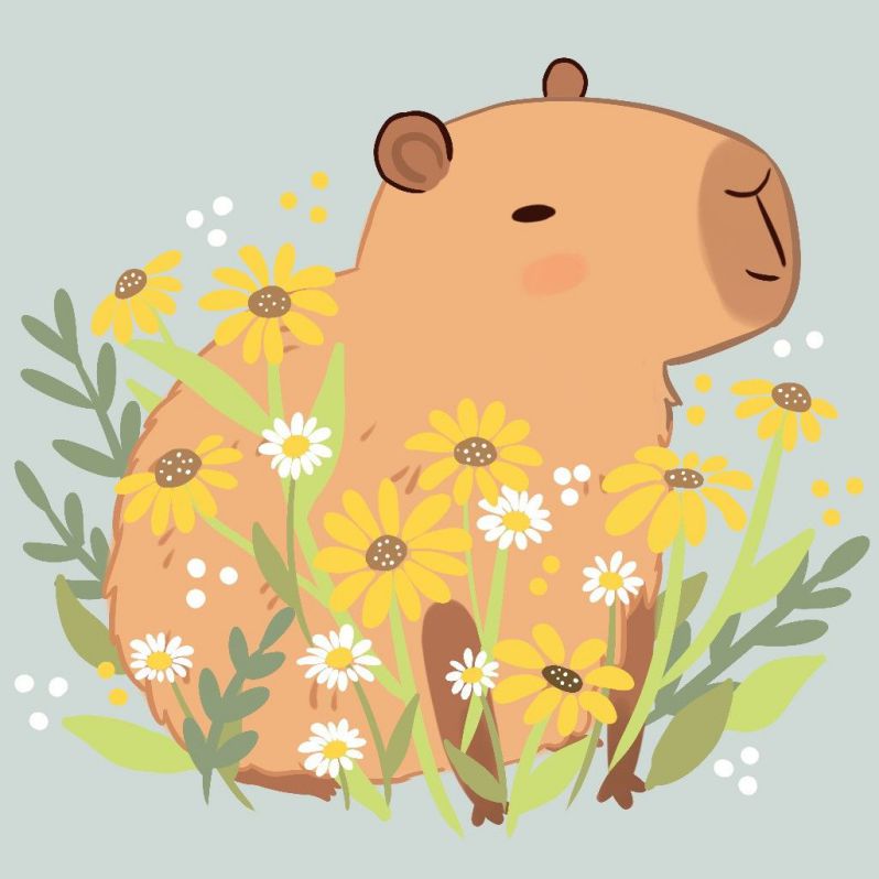 Những hình ảnh capybara vô tri chibi - Hình số 9
