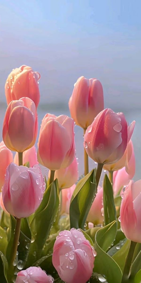 Những hình nền điện thoại hoa tulip màu hồng - Hình số 10