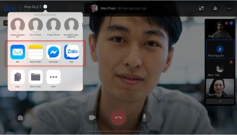 Chọn nền tảng phù hợp để gửi lời mời.