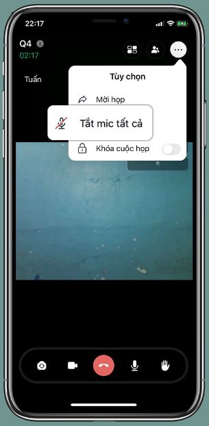 Trưởng phòng họp có thể chủ động tắt micro của các thành viên khi cần.