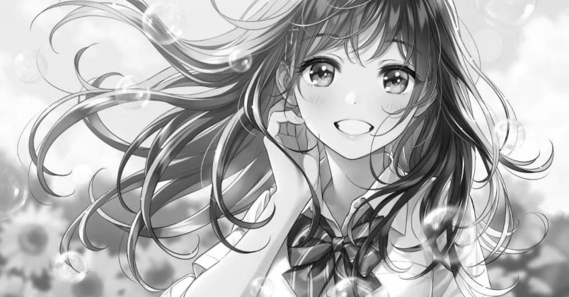 Những ảnh anime nữ đen trắng - Hình số 1
