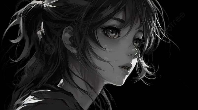 Những ảnh anime nữ đen trắng - Hình số 5