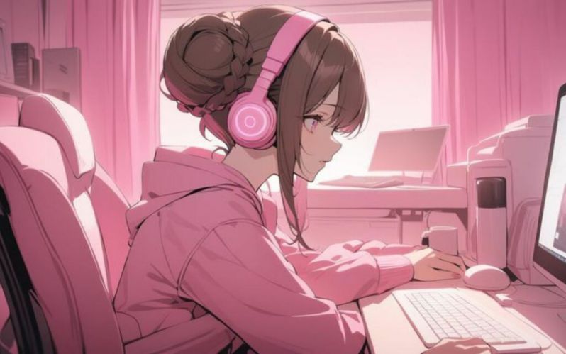 Những hình nền cute hồng anime - Hình số 9