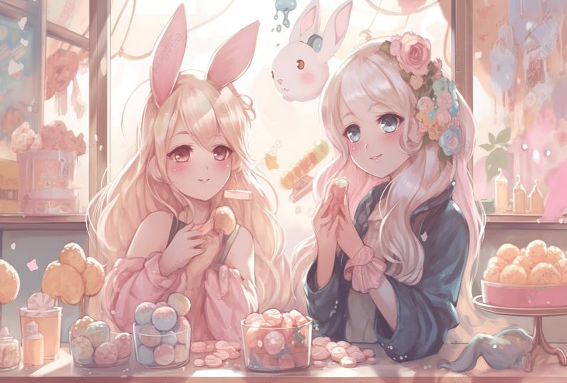 Những hình nền cute màu hồng nhạt anime - Hình số 10