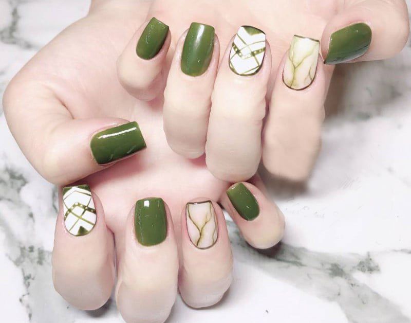Những mẫu móng tay đẹp màu xanh - Hình số 10