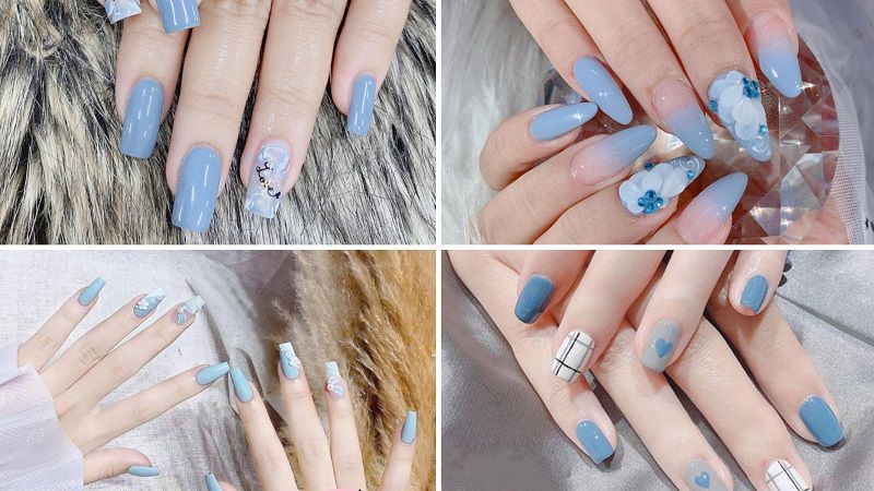 Những mẫu móng tay đẹp màu xanh - Hình số 2