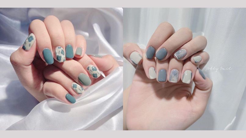 Những mẫu móng tay đẹp màu xanh - Hình số 5