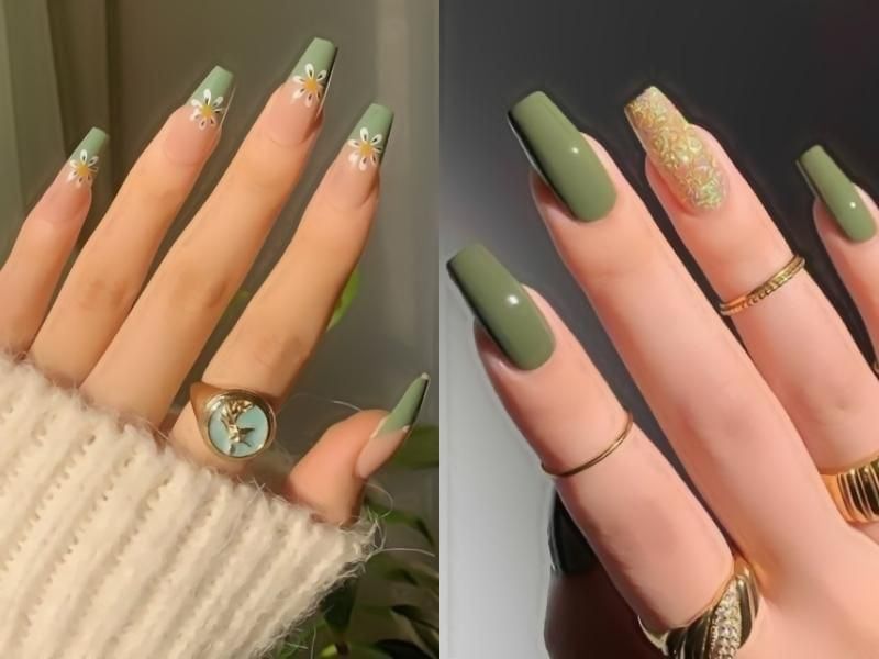 Những mẫu móng tay đẹp màu xanh - Hình số 8