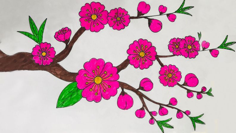 Những hình ảnh hoa đào vẽ - Hình số 1