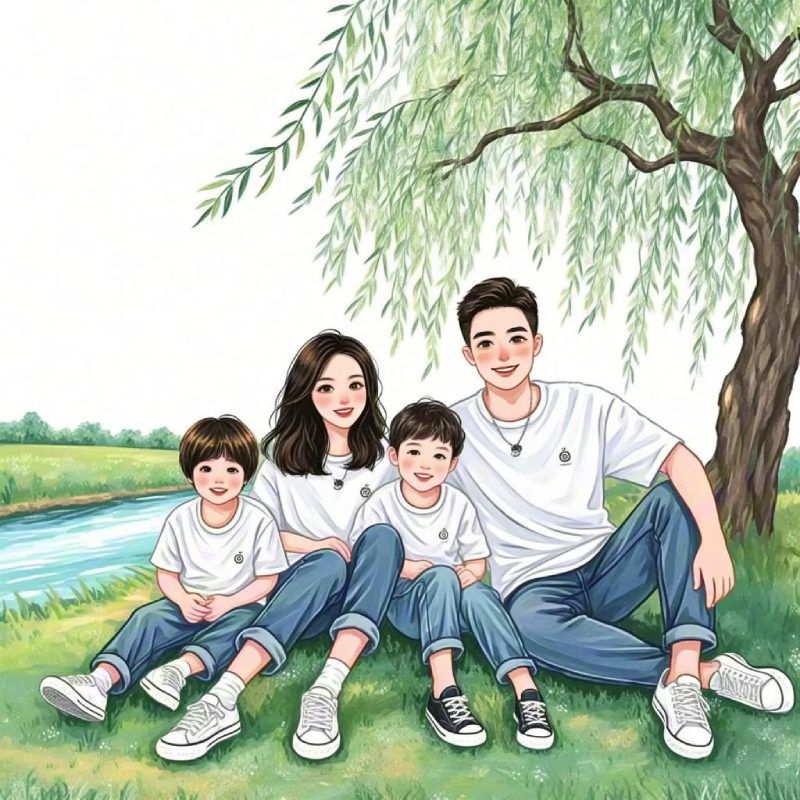 Những ảnh chibi gia đình 4 người 2 con trai - Hình số 2
