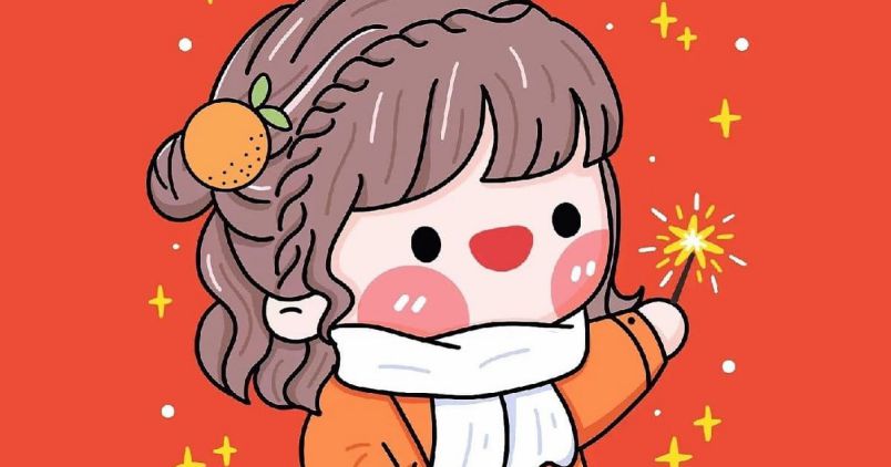 Những hình ảnh chibi nữ cute đơn giản màu đỏ - Hình số 1