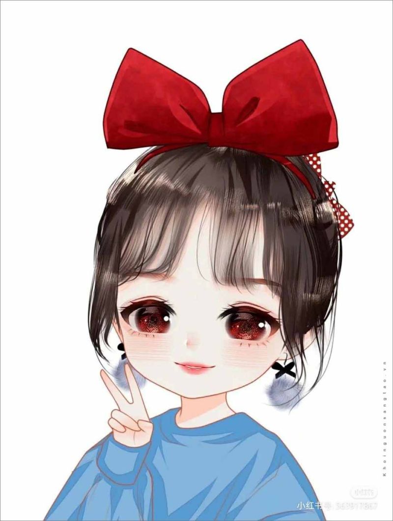 Những hình ảnh chibi nữ cute đơn giản màu đỏ - Hình số 5