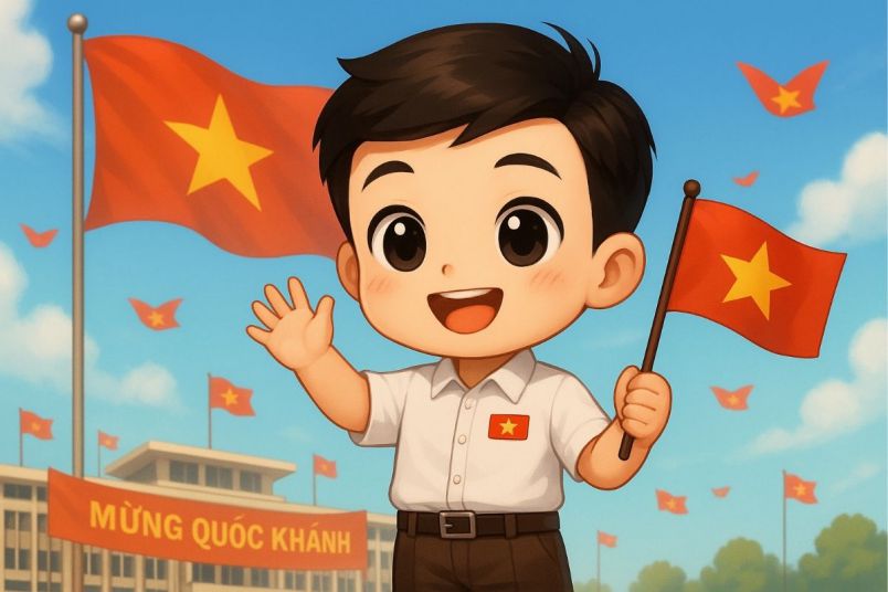 Những ảnh chibi cầm cờ việt nam của trẻ em - Hình số 6
