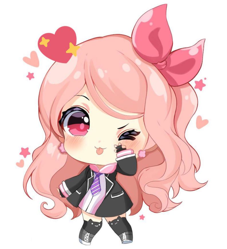 Những hình ảnh chibi nữ cute đơn giản màu hồng - Hình số 5