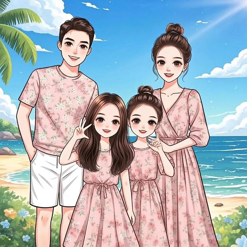 Những ảnh chibi gia đình 4 người hạnh phúc - Hình số 5