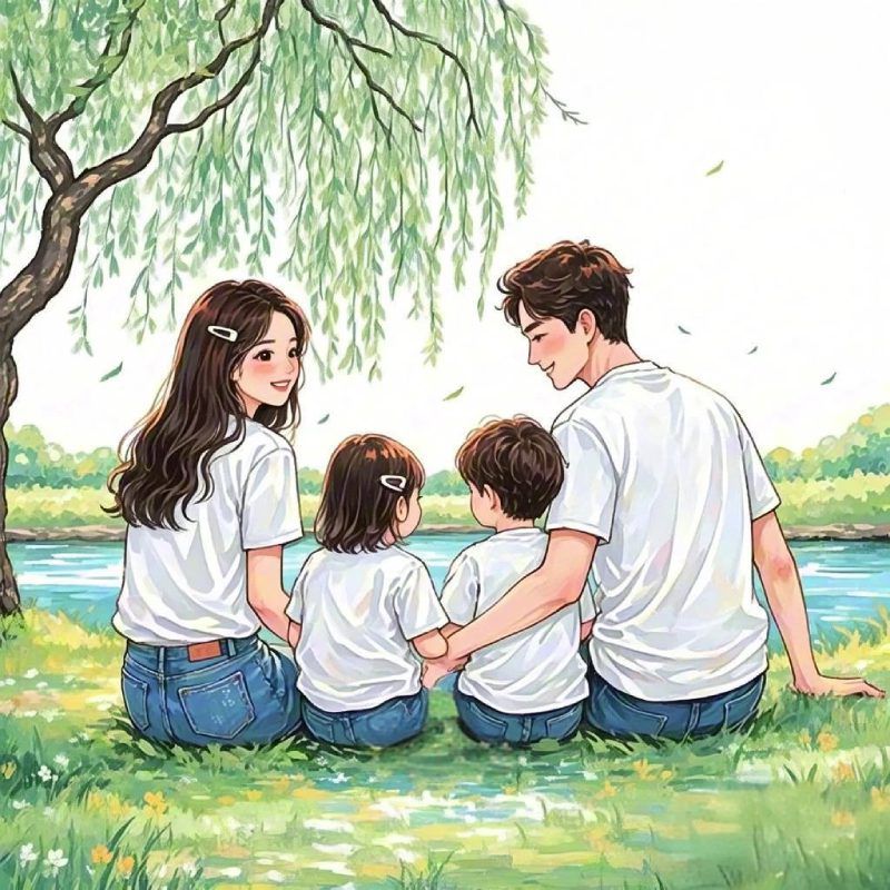 Những ảnh chibi gia đình 4 người 1 trai 1 gái - Hình số 4