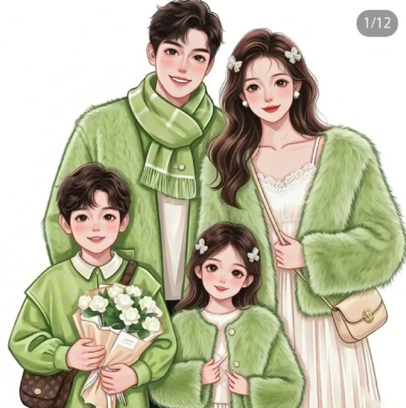 Những ảnh chibi gia đình 4 người 1 trai 1 gái - Hình số 6