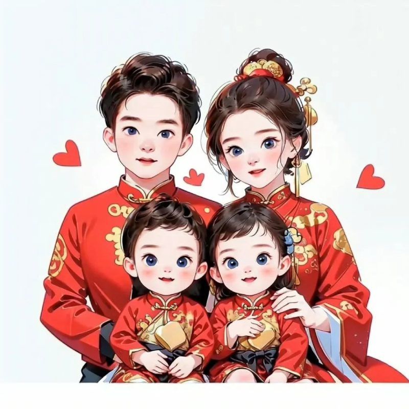 Những ảnh chibi gia đình 4 người 1 trai 1 gái - Hình số 7