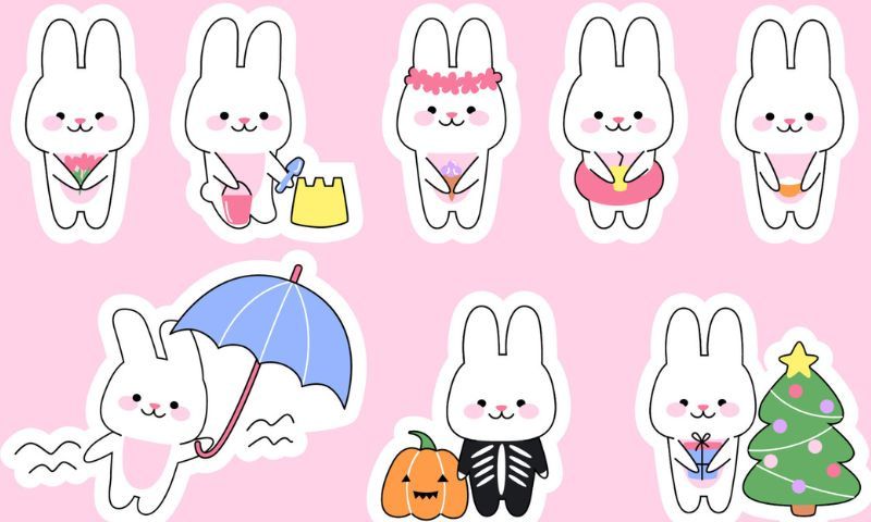 Những hình ảnh thỏ chibi cute màu hồng - Hình số 5