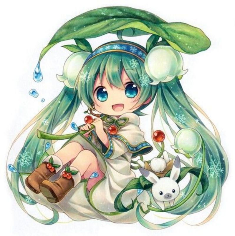Những hình ảnh chibi nữ cute đơn giản màu xanh - Hình số 5