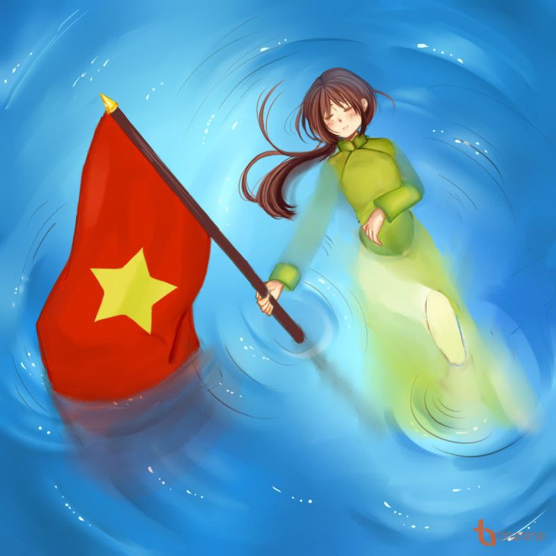 Những ảnh chibi cầm cờ việt nam của con gái - Hình số 1