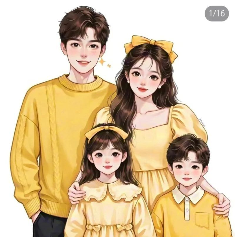 Những ảnh chibi gia đình 4 người cute - Hình số 2