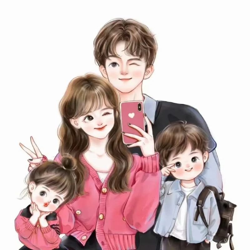Những ảnh chibi gia đình 4 người cute - Hình số 5