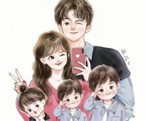 Những ảnh gia đình chibi 5 người - Hình số 1