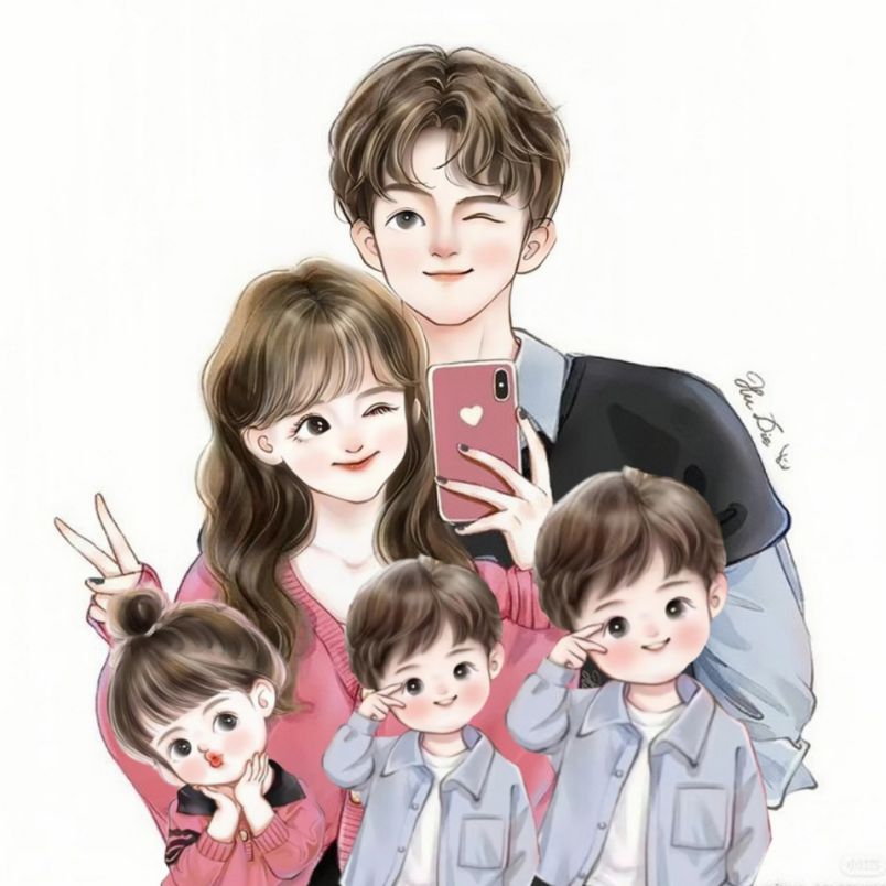 Những ảnh gia đình chibi 5 người - Hình số 1