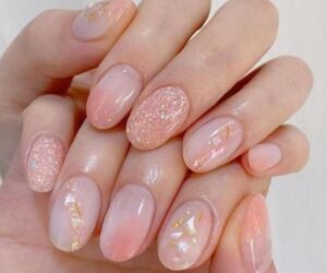 Những nail màu hồng thạch kim tuyến - Hình số 4