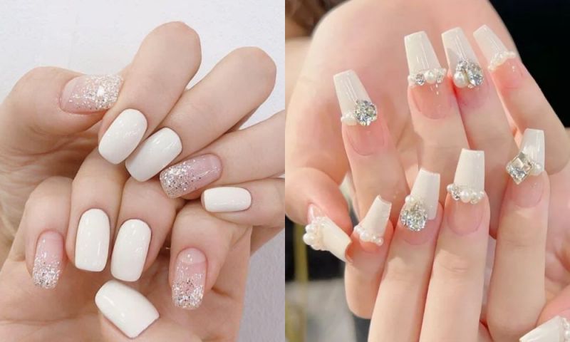 Những mẫu nail trắng vuông - Hình số 5
