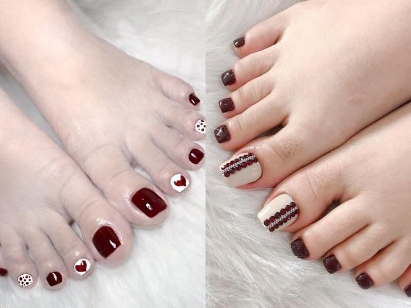 Những mẫu nail sơn móng chân màu đỏ - Hình số 10