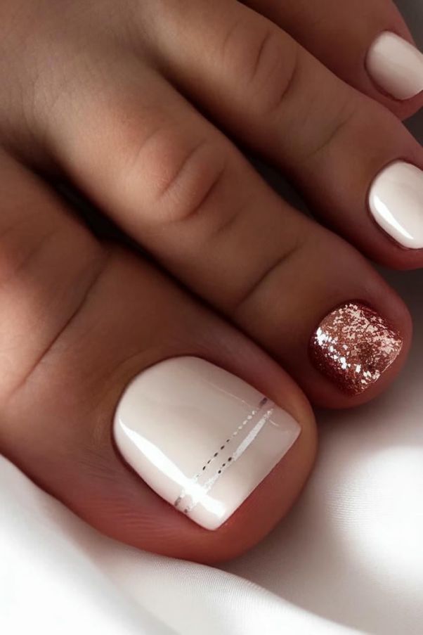 Những nail chân màu trắng sữa cho điện thoại - Hình số 10