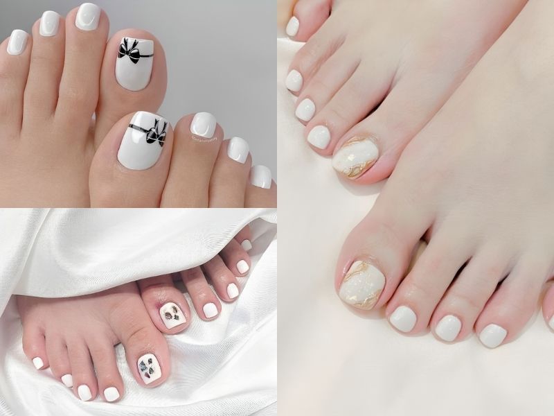 Những nail chân màu trắng sữa đẹp - Hình số 10