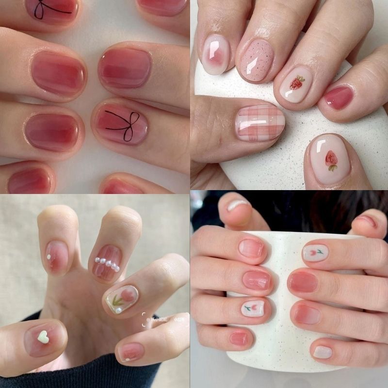 Những nail màu hồng thạch ombre đẹp - Hình số 4