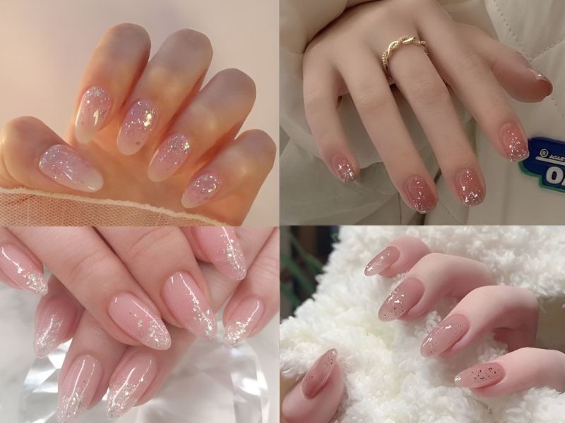 Những mẫu nail móng nhọn tròn màu thạch - Hình số 10