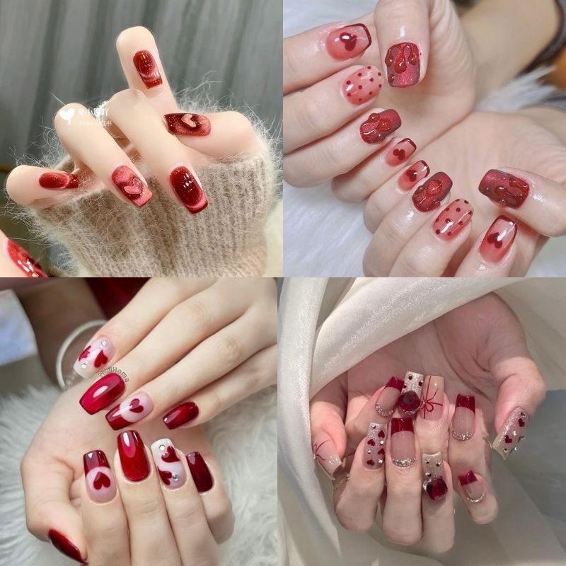 Những mẫu nail màu đỏ rượu đẹp - Hình số 1