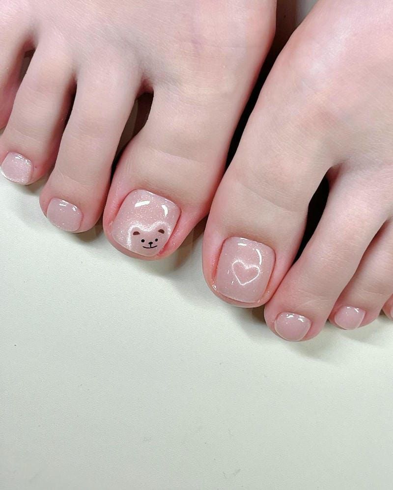 Những mẫu nail mắt mèo hồng cho chân - Hình số 3