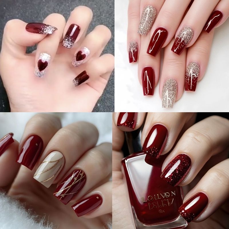 Những mẫu nail màu đỏ rượu cho móng tay - Hình số 2