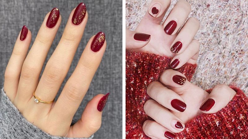 Những mẫu nail màu đỏ rượu cho móng tay - Hình số 5