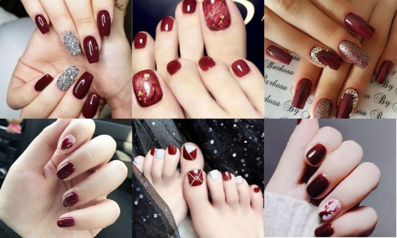 Những mẫu nail màu đỏ rượu cho móng tay - Hình số 9
