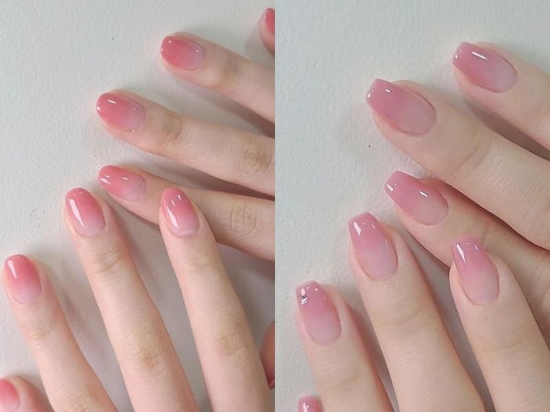 Những nail màu hồng thạch ombre pastel - Hình số 5