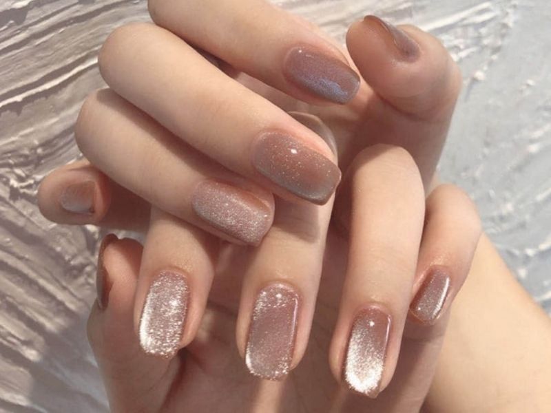 Những mẫu nail mắt mèo hồng cho tay - Hình số 5