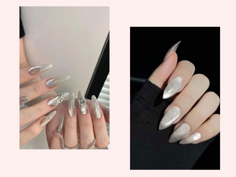 Những mẫu nail trắng mắt mèo - Hình số 7