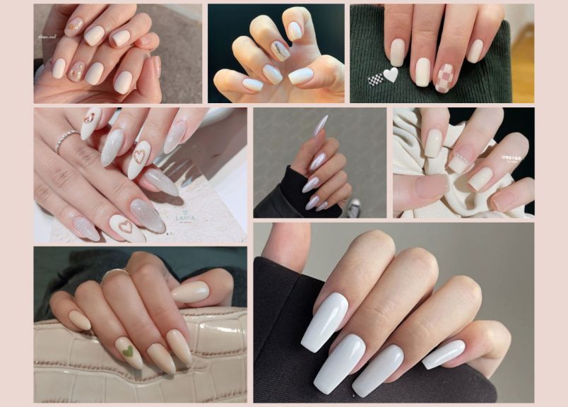 Những mẫu nail nhẹ nhàng đi học màu trắng - Hình số 1