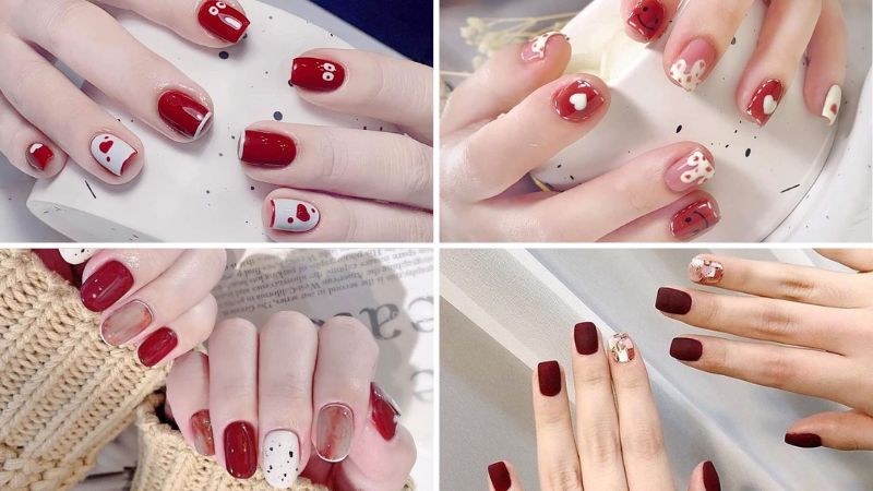 Những mẫu nail tết đơn giản móng ngắn - Hình số 2