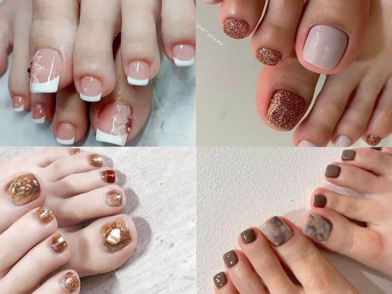 Những mẫu nail sơn móng chân màu nâu - Hình số 10