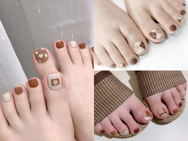 Những mẫu nail sơn móng chân màu nâu - Hình số 5