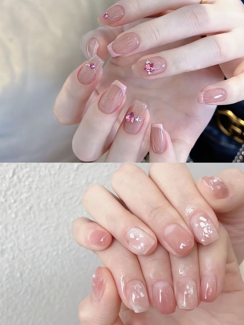 Những mẫu nail thạch hồng cute - Hình số 2