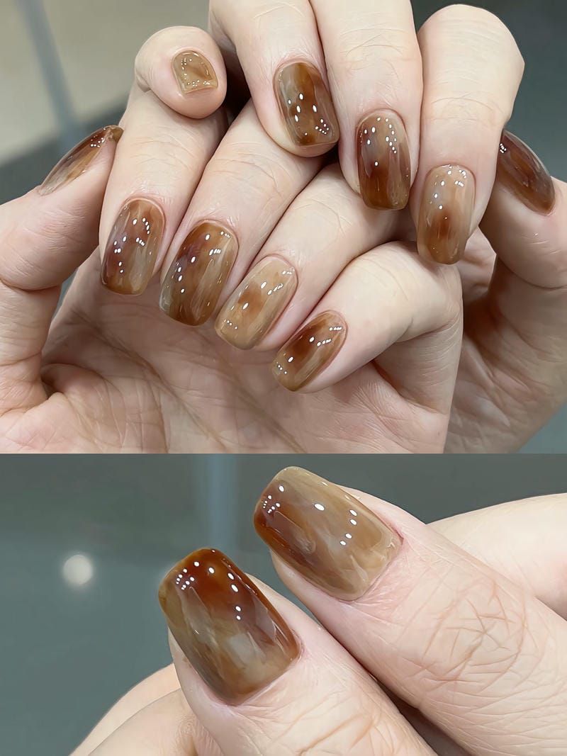 Những mẫu nail thạch nâu - Hình số 10